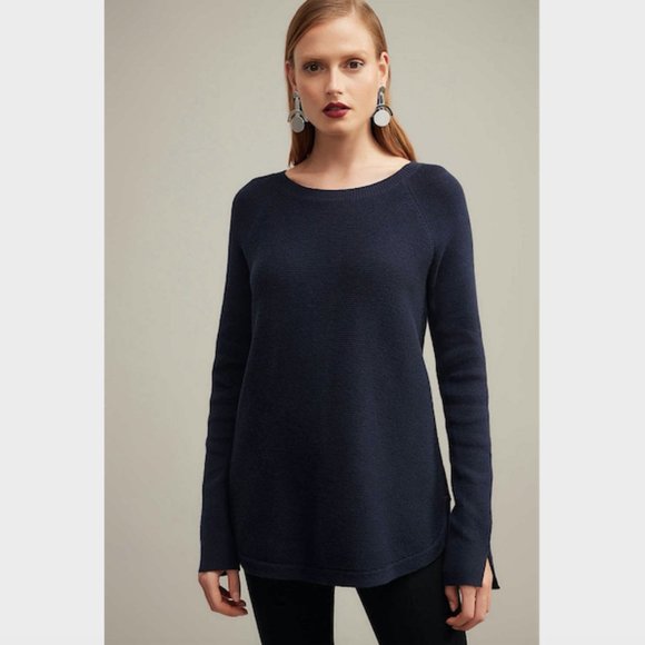 SOLD Witchery Blue Raglan Sleeve Knit Jumper Size S Cotton Wool Cashmere Long - Picture 11 of 11